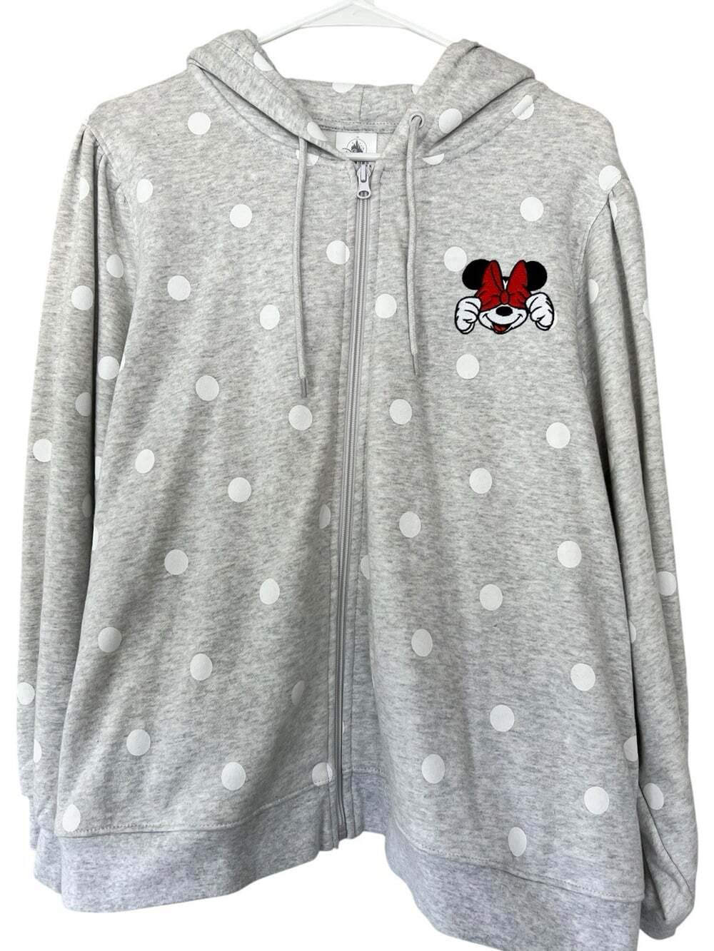 Disney Parks Minnie Mouse Polka Dot Full Zip Hoodie Jacket - Women's 1X